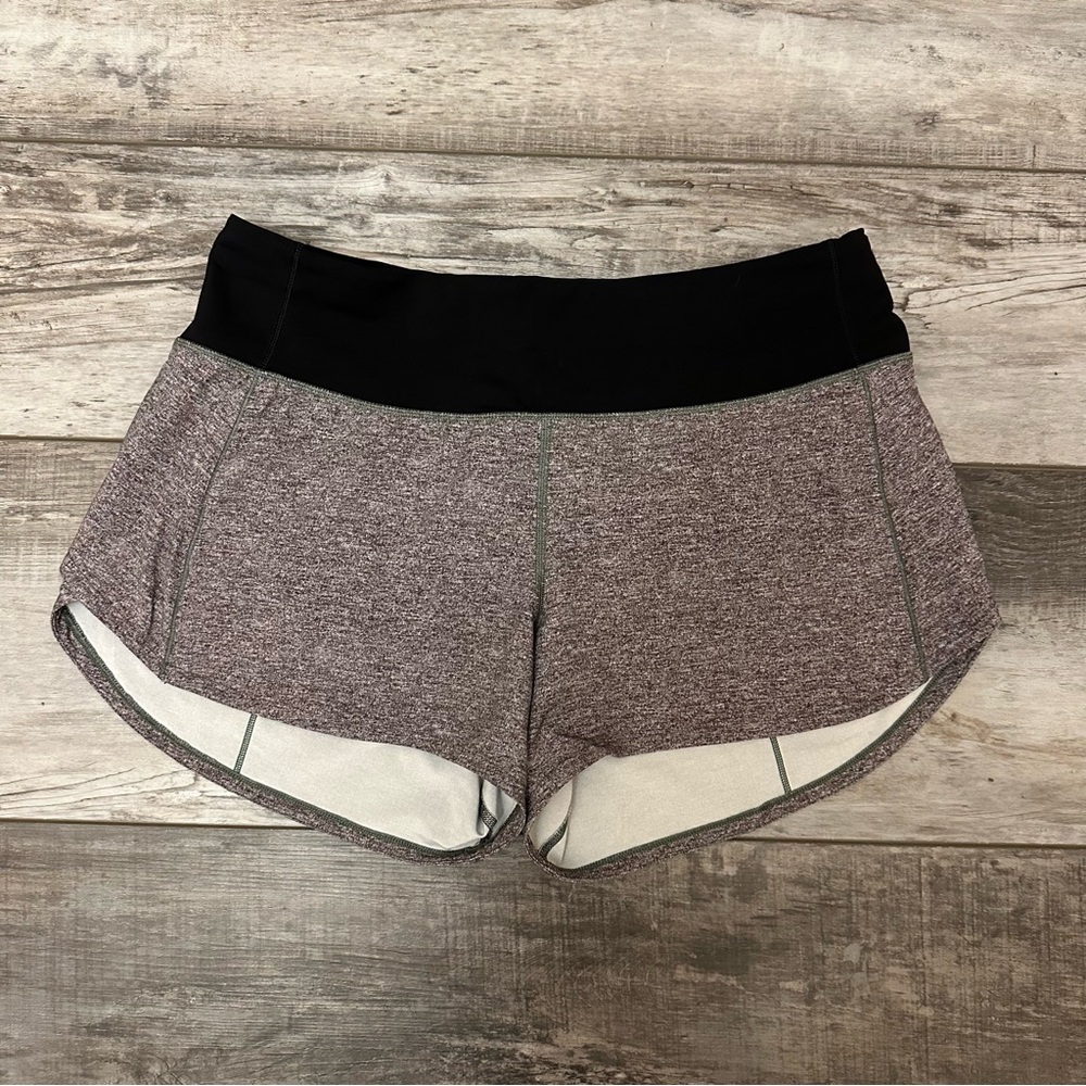 lululemon athletica Heathered Gray Performance Shorts with Black Waistband